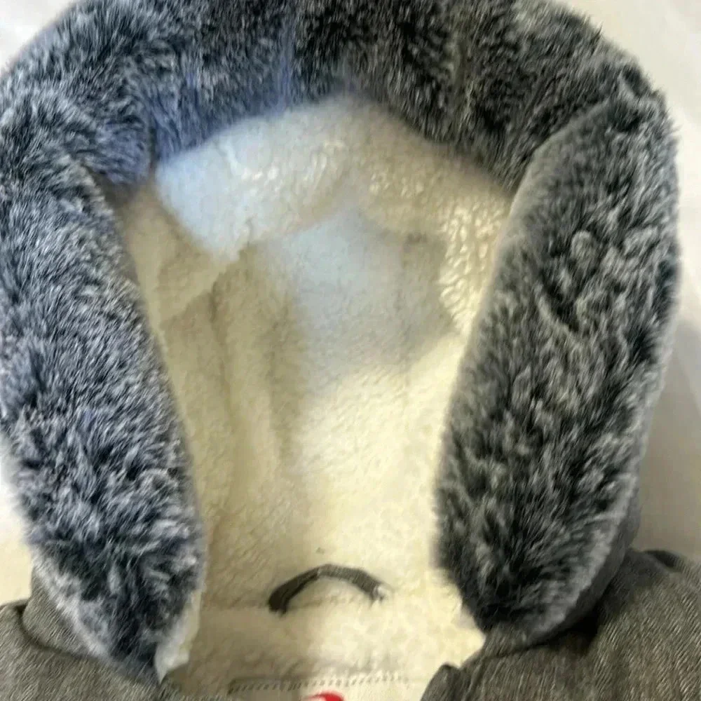 Rolls & RollaSherpa Lined Mini Fur Trim Hooded Puffer Jacket  6-9 months Gray